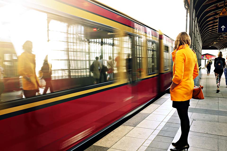 Passenger waiting at train platform